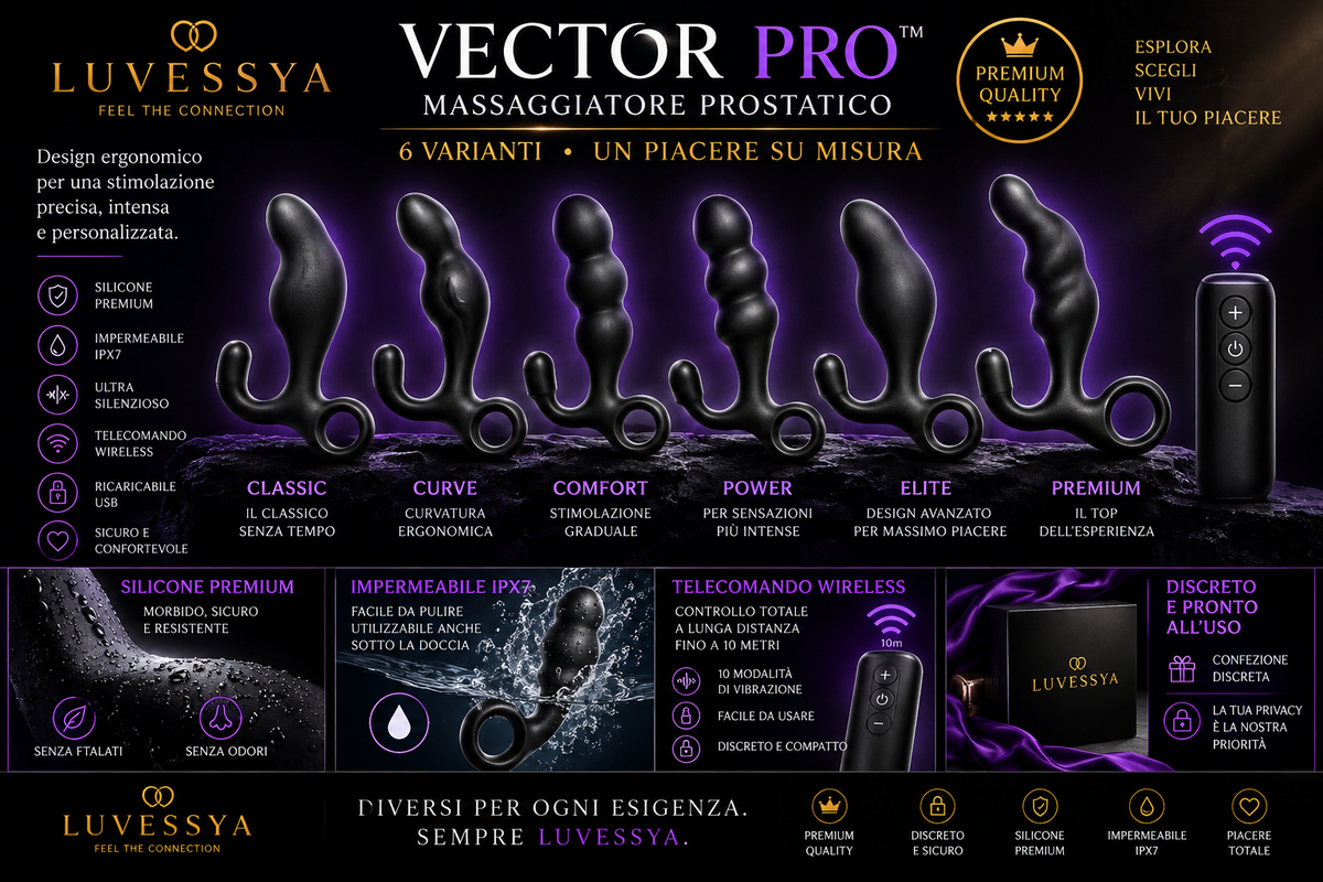 LUVESSYA VECTOR PRO™ – Massaggiatore Prostatico con Telecomando Wireless | 6 Varianti